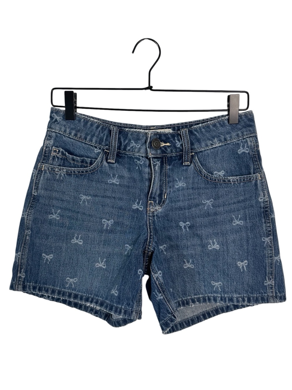 Hollister Low Rise Baggy Bow Print Denim Shorts